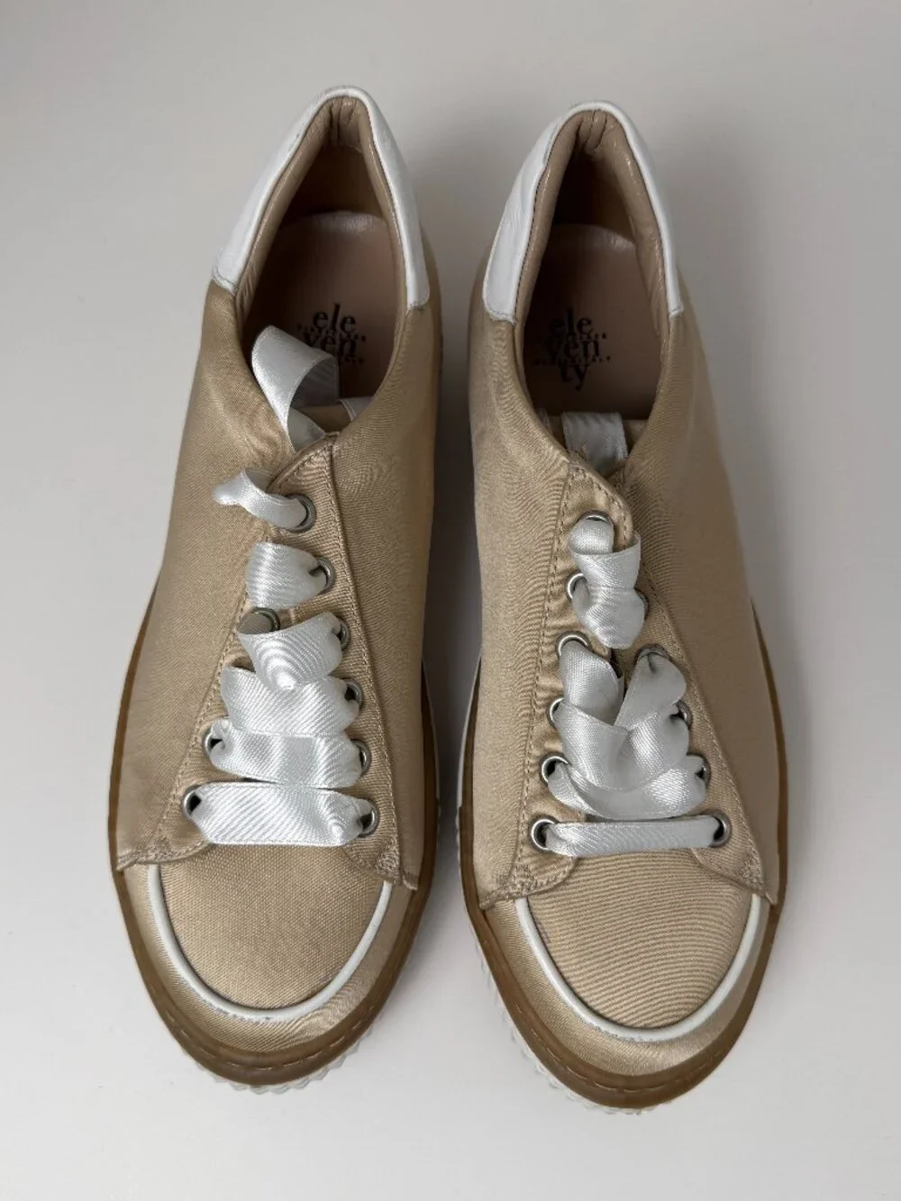 Eleventy Platform Lace Up Sneakers Beige Tan U 37/ US 7 - Picture 2 of 8